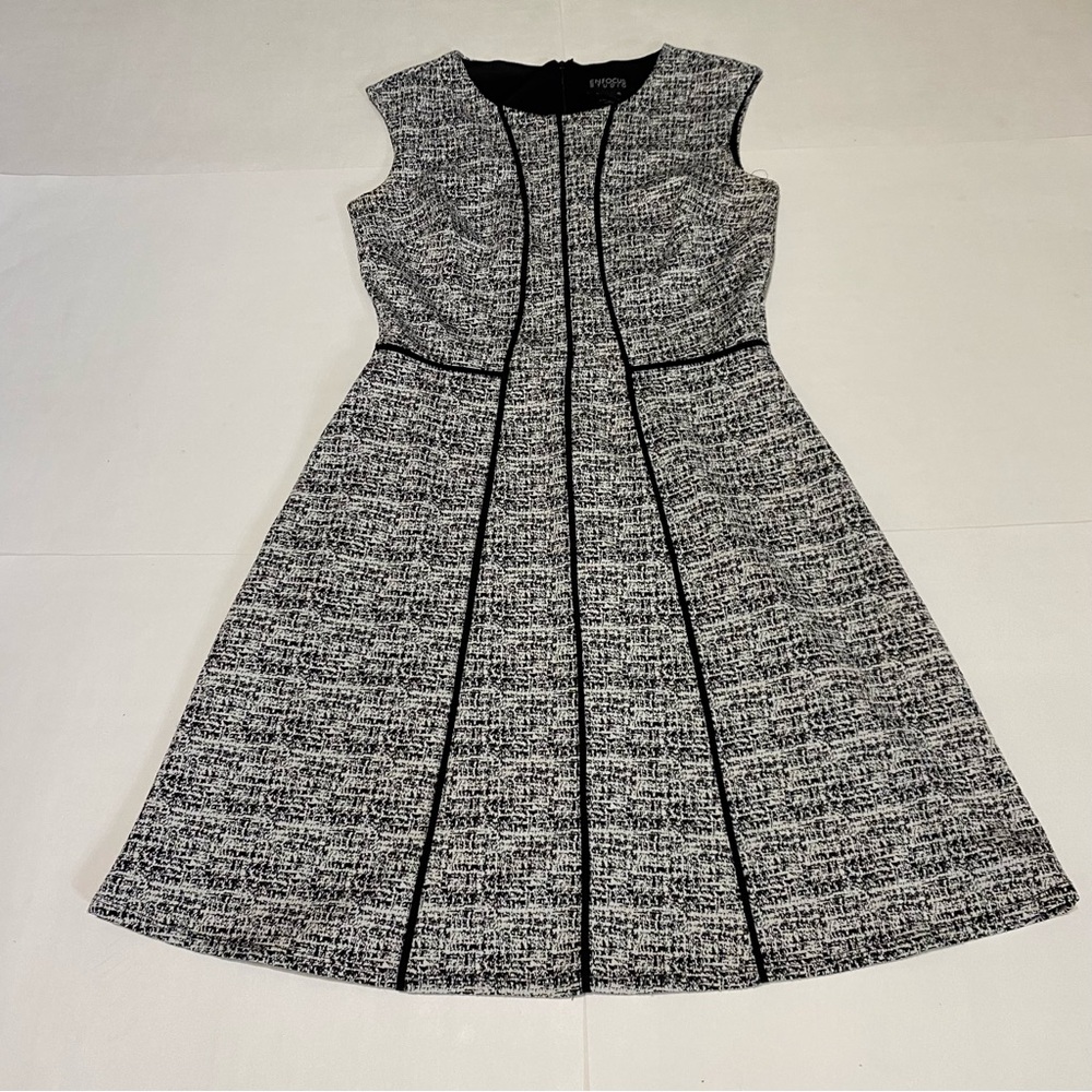 Enfocus Studio Black and White Textured Midi Dress